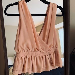 Blush Double Deep V Tank Blouse